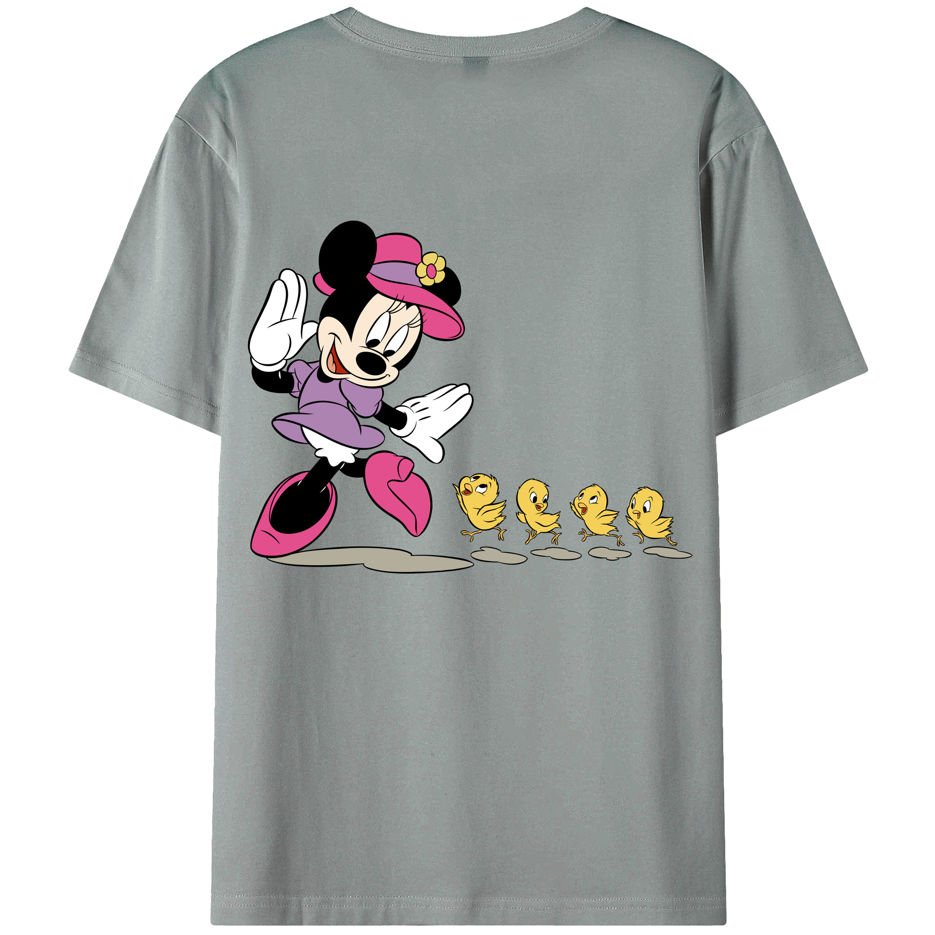 ミッキーマウス Mickey Mouse 綿100％ メンズ半袖Tシャツ（バックプリント） 通気性
